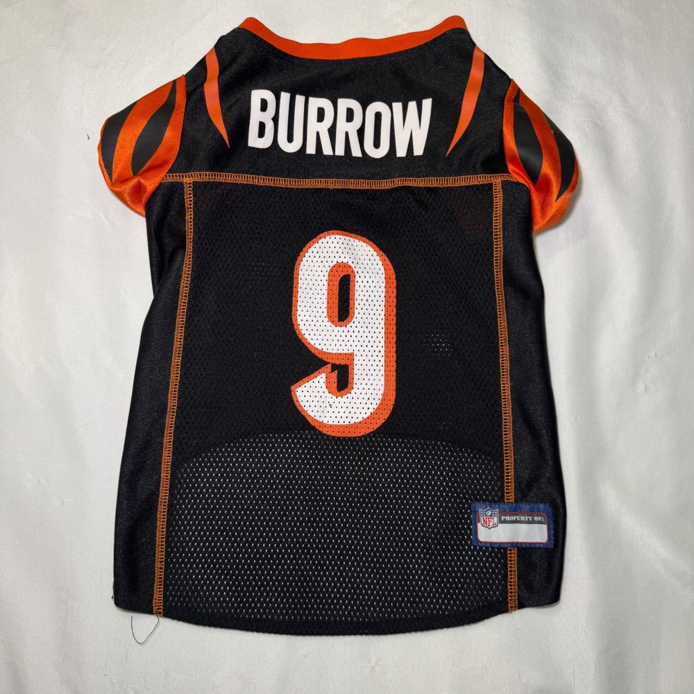 NFL Cincinnati Bengals Joe Burrow # 9 Pet Dog Jersey Black Orange Size Large